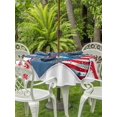 thumbnail image 3 of Outdoor Tablecloth with Umbrella Hole for Patio/Picnic/Party/Camping, Patriotic USA Flag Waterproof Table Cloth Round Cover Washable, Independence Day Firework Red Striped (Dia 54"), 3 of 9