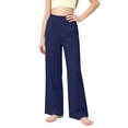 thumbnail image 2 of DJDLJWCJ Girls Pull On Wide Leg Pants Elastic Waist Straight Loose Pants with Pockets Comfy Solid Color Casual Pants for School Navy Size 7, 2 of 8