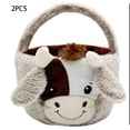 thumbnail image 6 of Cute Cow Easter Basket with Handle for Egg Hunt Candy Storage s Gift Bag Party Favor Tote(Brown), 6 of 6
