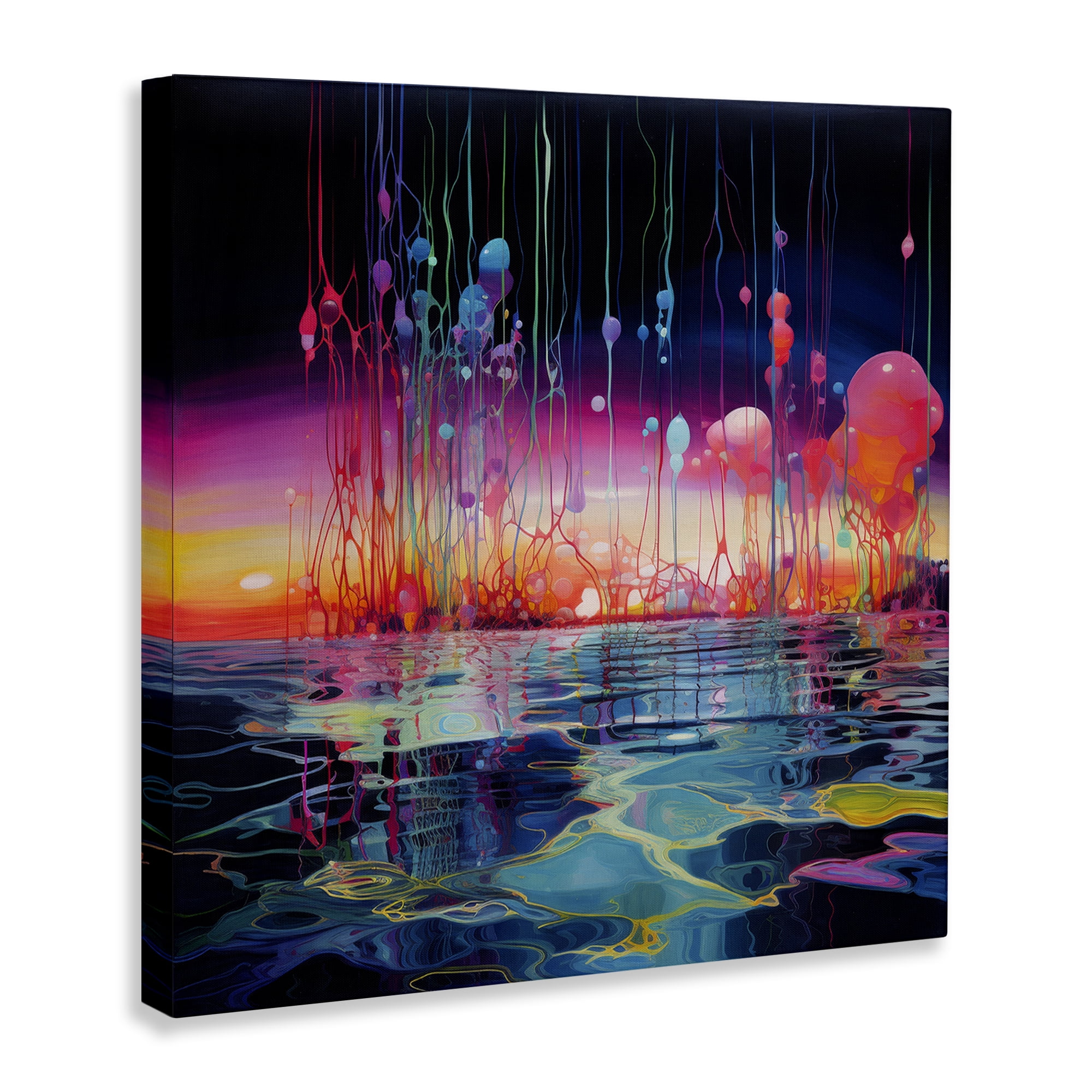 Stupell Industries Abstract Coastal Landscape Abstract Painting Wrapped Canvas Art Print Wall Art, 24 x 24