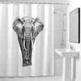 thumbnail image 4 of Elephant Fabric Shower Curtain Animal White Washable Shower Curtains for Bathroom, Waterproof Bath Curtain with Hooks Home Decor 72x84in, 4 of 8