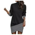 thumbnail image 2 of RYDCOT Elegant Dresses for Women 2023 Women Casual Long Sleeve Printed Turtleneck Crossed Hem Dresses Fall Winter Dresses on Clearance, 2 of 6