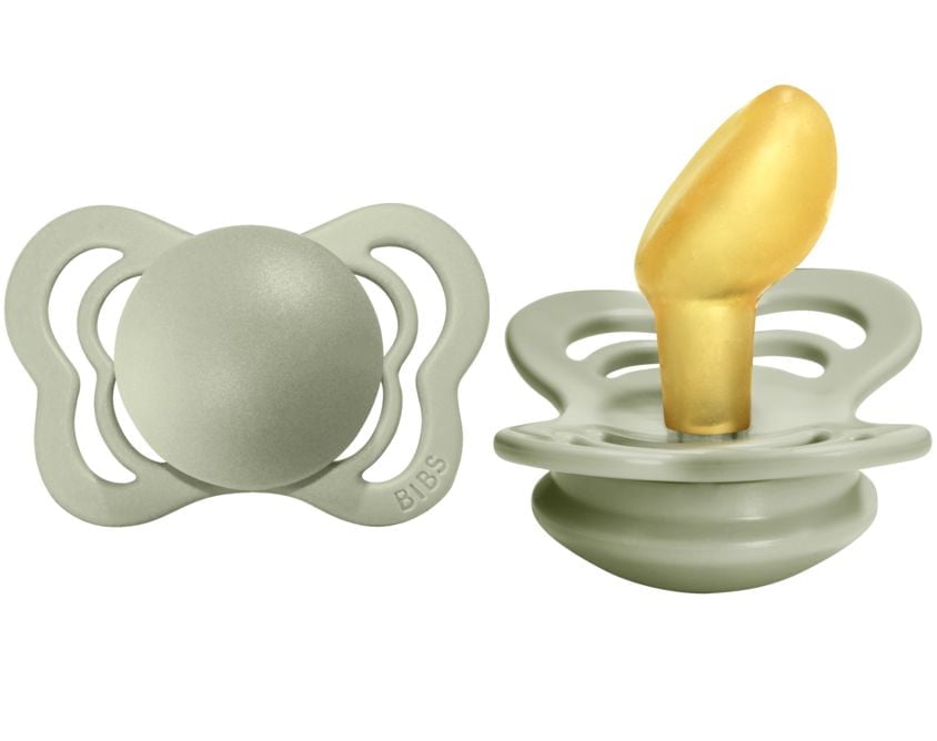 Sucettes BIBS – Couture | Sucette à Tétine Orthodontique | Sucette en Caoutchouc Naturel Sans BPA | Fabriqué au Danemark | Ensemble de 2 Sucettes (0-6 Mois)