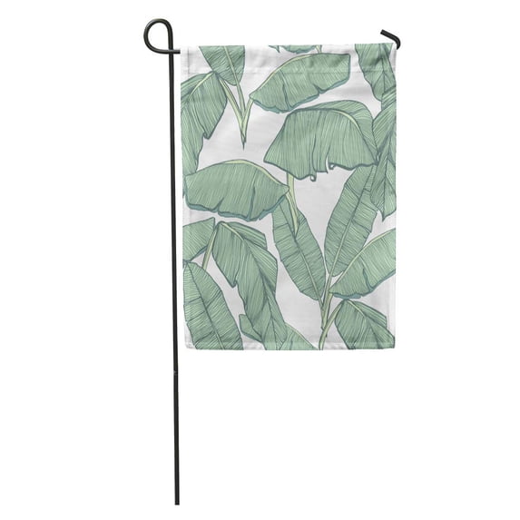 SIDONKU Blue Vintage Tropical Palm Leaves Exotic Pattern Green Abstract Aloha Garden Flag Decorative Flag House Banner 28x40 inch