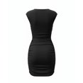 thumbnail image 7 of Women’s Ruched Bodycon Mini Dress Sleeveless Crew Neck Slim Fit Stretch Casual Club Party Going Out Tight Dress, 7 of 7