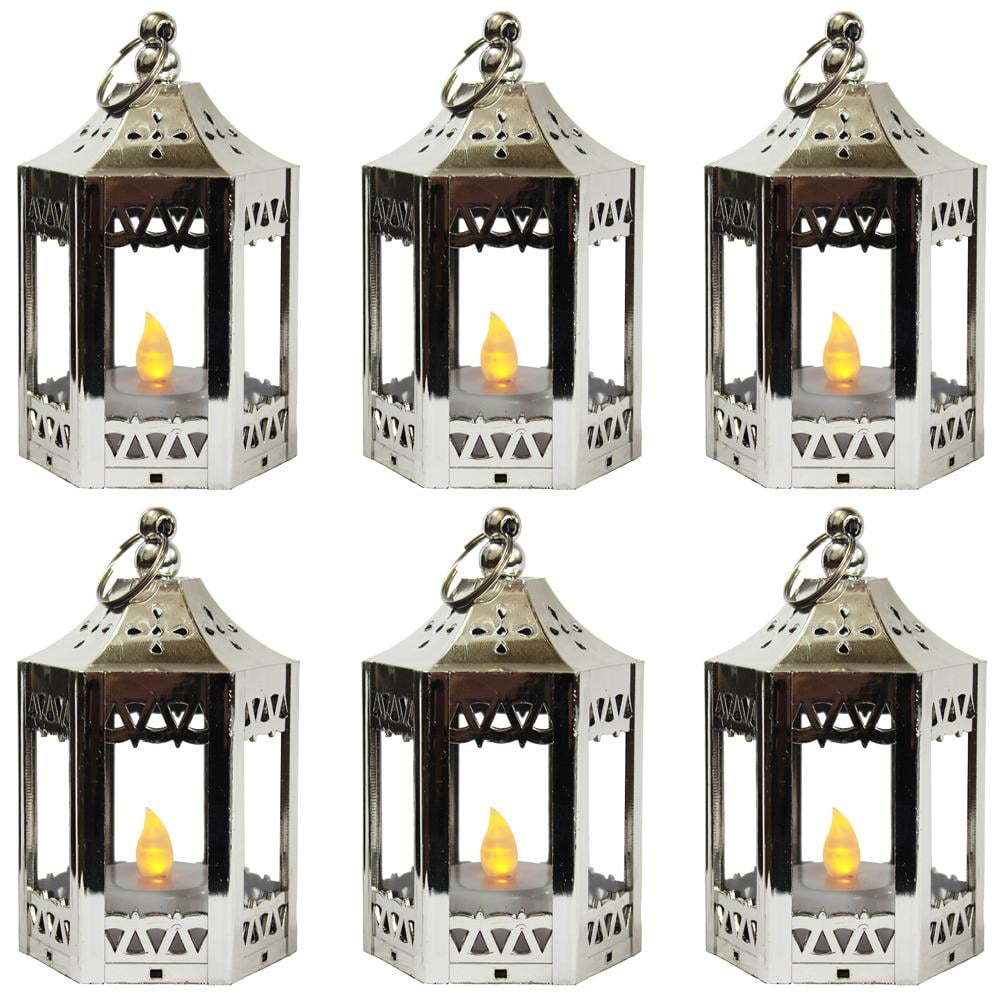 Mini Plastic Candle Lanterns with Flickering LED Tea Light Candles