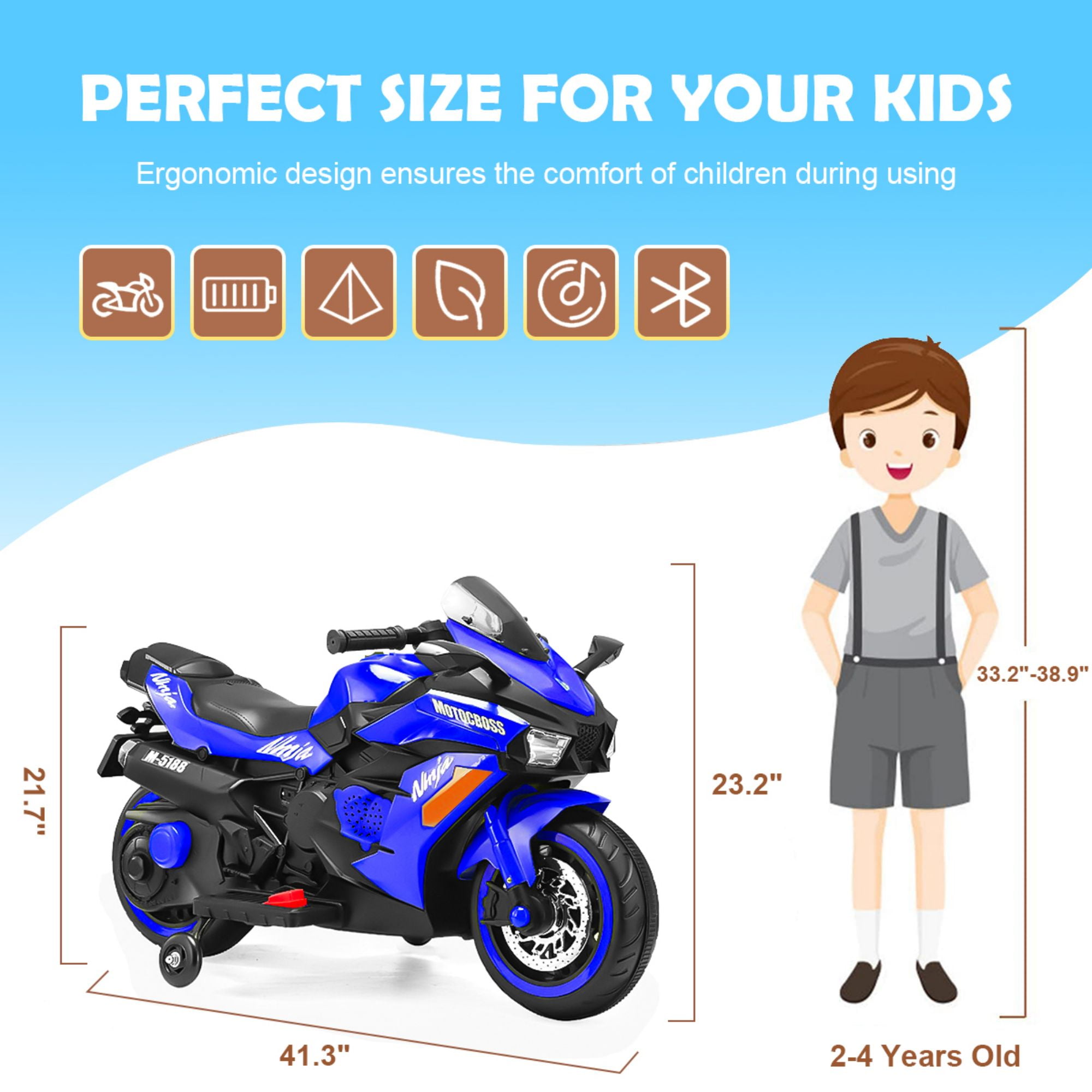 CIPACHO 12V Battery Motorcycle, Rechargeable Kids Ride On Car with Training Wheels Electric Cars Motorcycles, Blue CIPACHO 12V Battery Motorcycle, Rechargeable Kids Ride On Car with Training Wheels Electric Cars Motorcycles, Blue