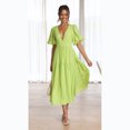 thumbnail image 4 of 23 años de tendencia de moda casual europea y americana vestido de verano de longitud media con cuello en V y cintura 23047, 4 of 5
