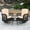Dark Brown Wicker/Beige Cushions, variant on MEETWARM 3 Pieces Outdoor Wicker Swivel Rocker Patio Set, Rocking Chairs Rattan Patio Furniture Sets with Thickened Cushion and Glass-Top Coffee Table, Conversation Bistro Set for Porch (Gray)