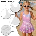 thumbnail image 4 of FOR U DESIGNS Girls' Sleeveless One-Piece Swimsuit Comfortable Hawaiian Swimwear with Skirt Modest Beach Swim Dress, Butterfly Cloud Sea, 4 of 7