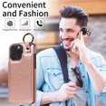thumbnail image 4 of for iPhone 14 Pro Case with Card Slots, PU Leather Protective Shockproof Case with Ring Buckle, Magnetic Clasp Kickstand Cover for Women Men for iPhone 14 Pro - Rosegold, 4 of 10