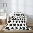 thumbnail image 3 of Black White Soccer Theme Football Throw Blanket Soft Bed Bedding Warm Cozy Plush Flannel Fleece Blankets Gifts for Boys Teens Men, Sofa Couch Bedroom Home Decor, 80"x60", 3 of 6