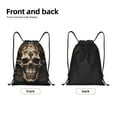 thumbnail image 2 of Yiaed Metal Style Horned Skull Print Drawstring Bags Drawstring Backpack Bulk String Back Pack Gym Sport Bag-Medium, 2 of 5