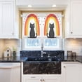 thumbnail image 5 of Yayeee Kitchen Curtains Tier Pair Light Filtering 27"x36" Rod Pocket Short Cafe Window Panel, Black Cat Rainbow, 5 of 7