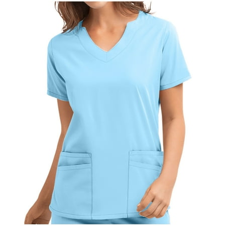 

Xysaqa Women s Tops Tees & Blouses Going Out Tops Womens Scrub Tops Women Short Sleeve V-Neck Tops Nursing Working Uniform T-Shirts Fashion Tops For Women On Clearance