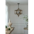 thumbnail image 6 of Lighting Fixtures 3 - Light Wood Drum Chandelier, Hanging Light Fixture with Adjustable Chain for Kitchen Dining Room Foyer Entryway, Bulb Not Included,Table Lamps, 6 of 11