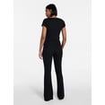 thumbnail image 2 of No Boundaries Rib Tee and Pants Sleep Set, 2-Piece, Women's XXS-3X, 2 of 4