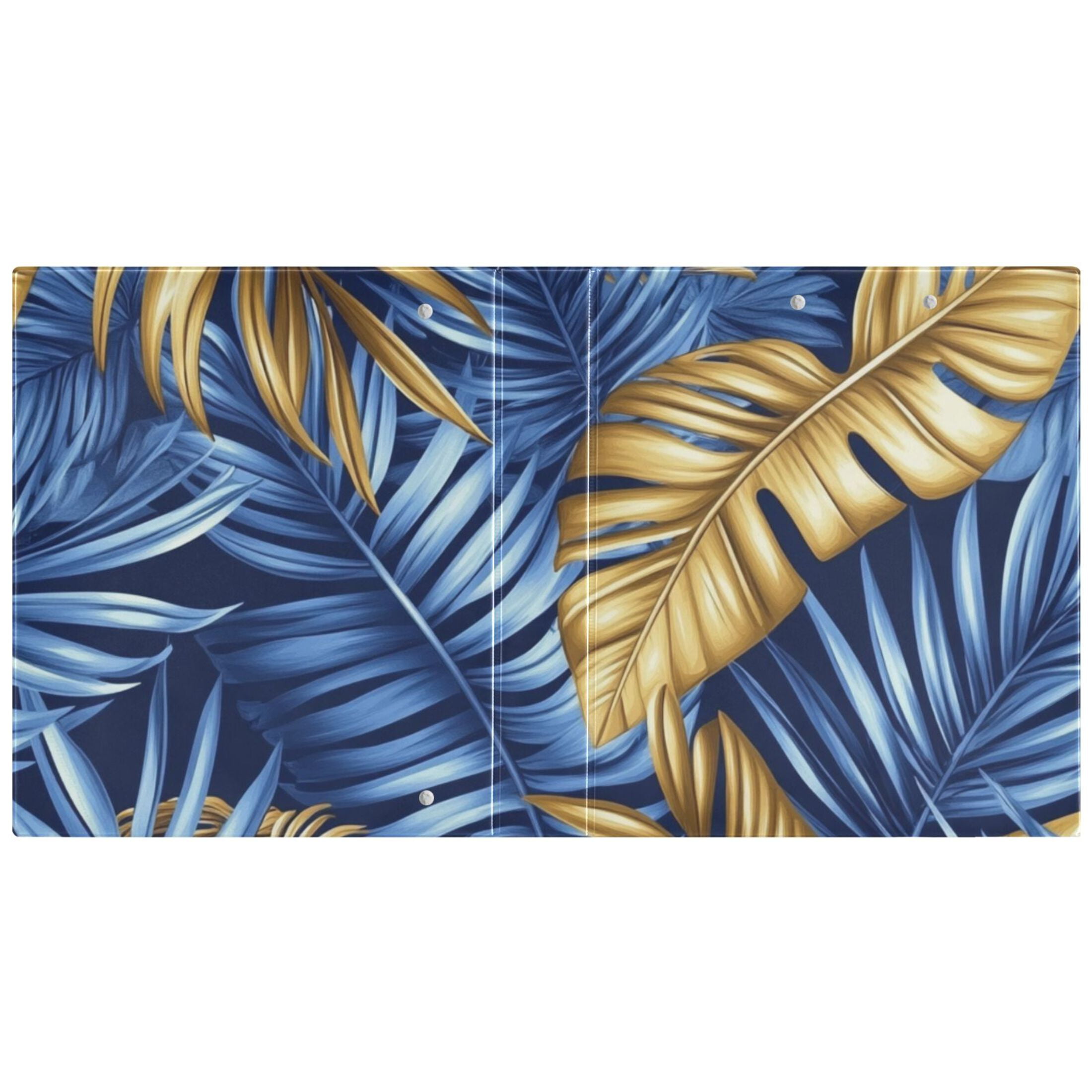Tropical Leaves 3 Ring Binders 1.5 inch Hardcover File Folders with Interior Pockets A4 Size Organizer for School Office Hospital