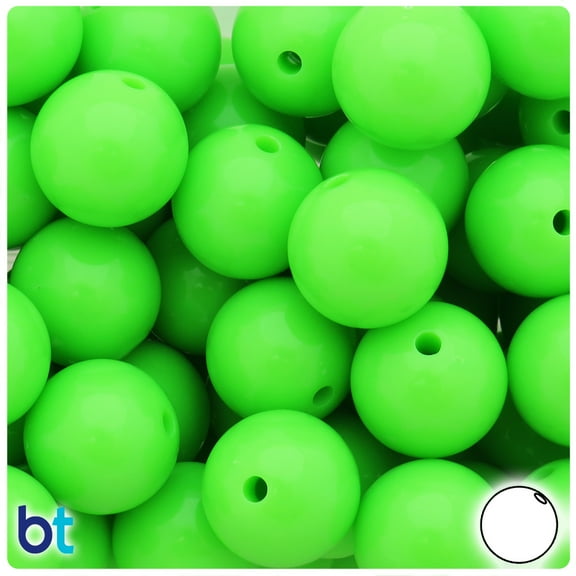 BeadTin Light Green Opaque 20mm Round Plastic Craft Beads (10pcs)
