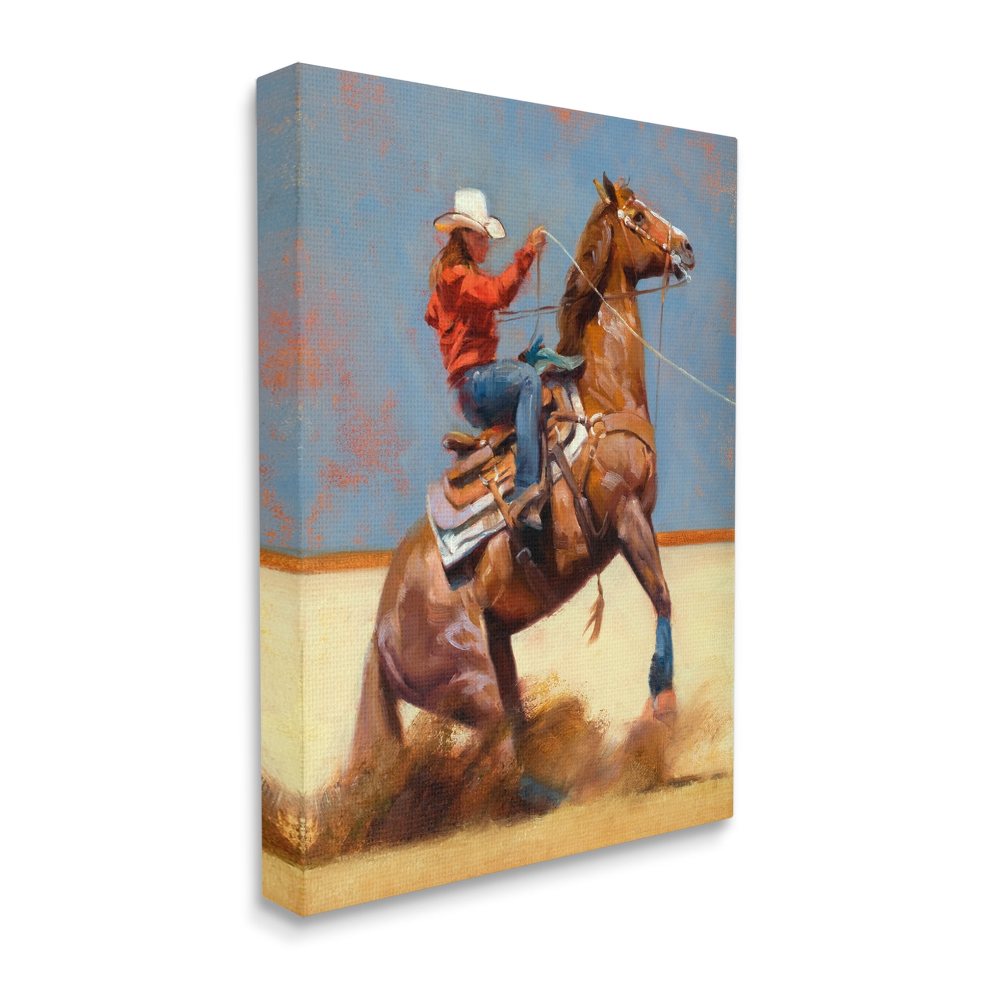 Stupell Industries Equestrian Cowboy Painting Animals & Insects Painting Gallery Wrapped Canvas Print Wall Art, 30 x 40