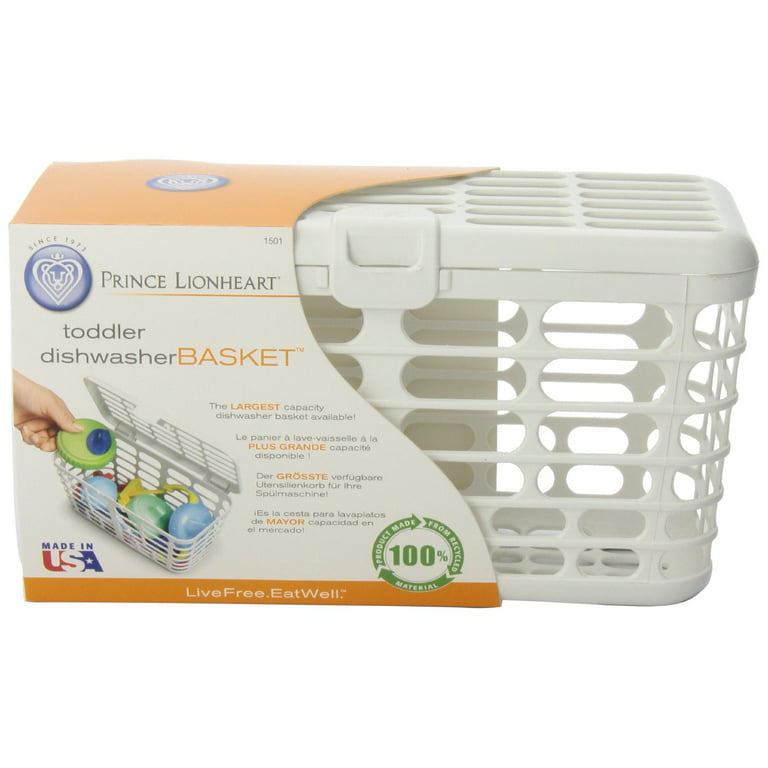 Prince Lionheart Made in USA High Capacity Dishwasher Basket for Baby Items  - Storage Basket for Infants Bottle Parts and Accessories, 100% Recycled