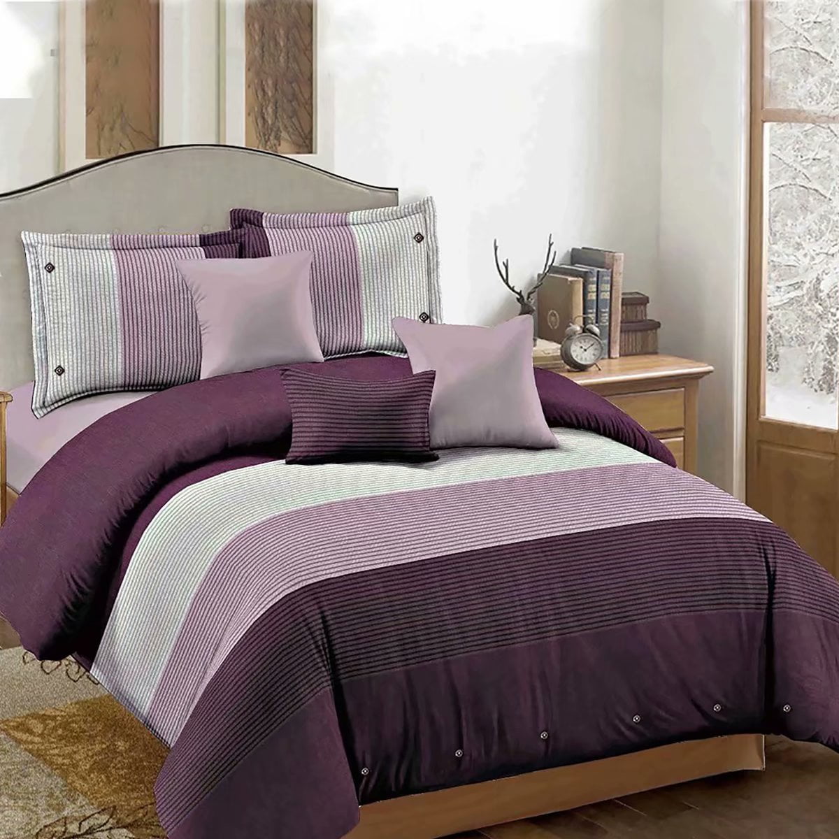 HGmart Solid Microfiber Duvet Sets, Twin, Purple, 3 Pieces