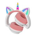 thumbnail image 2 of Auriculares YUSONIC Unicorn Kids Bluetooth plegables en blanco y rosa, 2 of 7