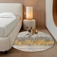 thumbnail image 2 of Yellow Grey Abstract Round Area Rug 5Ft Washable Circle Rugs for Living Room Bedroom, Gradient Geometric Graffiti Retro Wooden Non-Slip Carpet Floor Mats Indoor Outdoor Carpet Runner Home Decor, 2 of 8