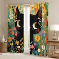thumbnail image 2 of Homewish Kawaii Cat Kitten Black Out Curtains,Cute Daisy Floral Curtains Pack of 2 (42x63 Each),Green Black Orange Bedroom Curtains For Girls Kids,Microfiber Bedroom Decor, 2 of 6