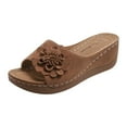 thumbnail image 4 of Orthopedic Platform Sandals for Women 2025 Boho Beach Flower Wedge Dress Slip on with Arch Support, 4 of 5