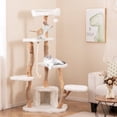 thumbnail image 2 of Costway 66" Tall Solid Wood Cat Tree with Perch Condo Jute Scratching Posts Sisal Rope, 2 of 10