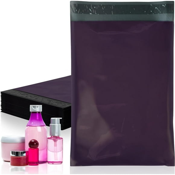 Pack de 50 sobres planos de polietileno morado oscuro, 10 x 13 pulgadas, bolsas de envío plásticas de 2 mil con cierre autoadhesivo