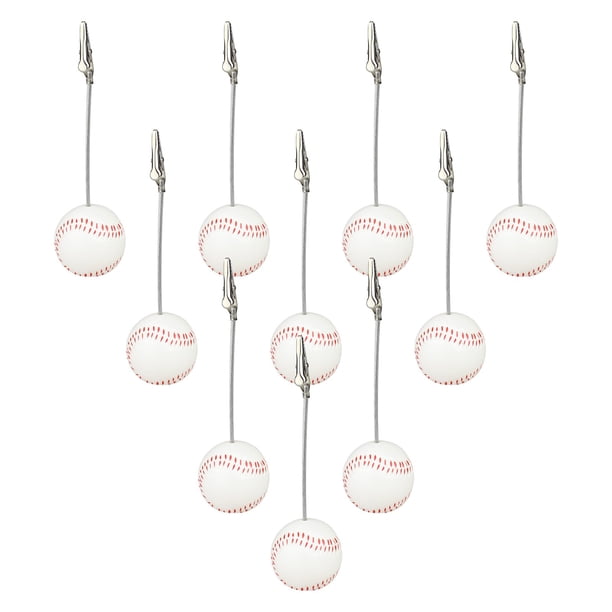 5 Pcs Resin Memo Clips with Sports Ball Base with Alligator Wire, Table Number Card Holder, Photo Holder for Office Menu Wedding Party Events Decoration