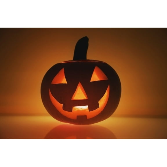 Posterazzi DPI1870454LARGE A Pumpkin Carved Into A Happy Face Poster Print, 38 x 24