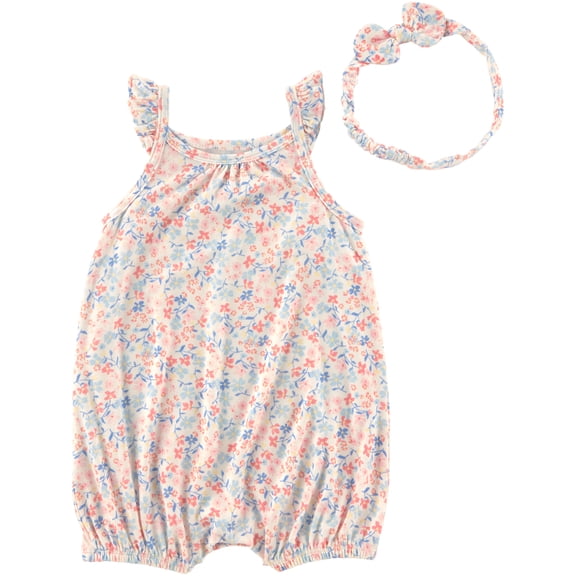 Carter's Child of Mine Baby Girl ComfySoft Romper and Bow Set, 2-Piece, Sizes Preemie-18 Months