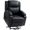 thumbnail image 1 of HOMCOM Lift Chair, PU Leather Recliner Chair with Side Pockets, Black, 1 of 10
