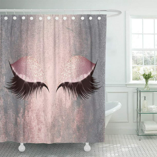 Atabie Lashes Blush Pink Gray Grungy, Pink And Grey Shower Curtain
