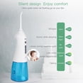 thumbnail image 4 of Irrigador bucal portátil recargable con hilo dental, 300 ml, inalámbrico, resistente al agua IPX7, con 2 puntas de chorro y 3 modos, 4 of 9