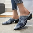 thumbnail image 2 of zttd heels summer breathable casual slippers fashion women beach denim slip on women's slipper a, 2 of 3