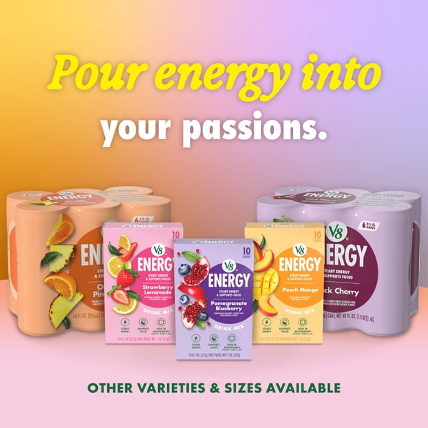V8 Energy Yuzu Lemon Energy Drink, 8 fl oz Can, 6 pack - Walmart.com
