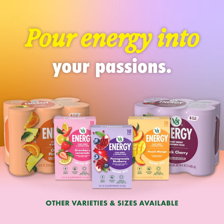 V8 ENERGY Strawberry Banana Energy Drink, Made With Real...