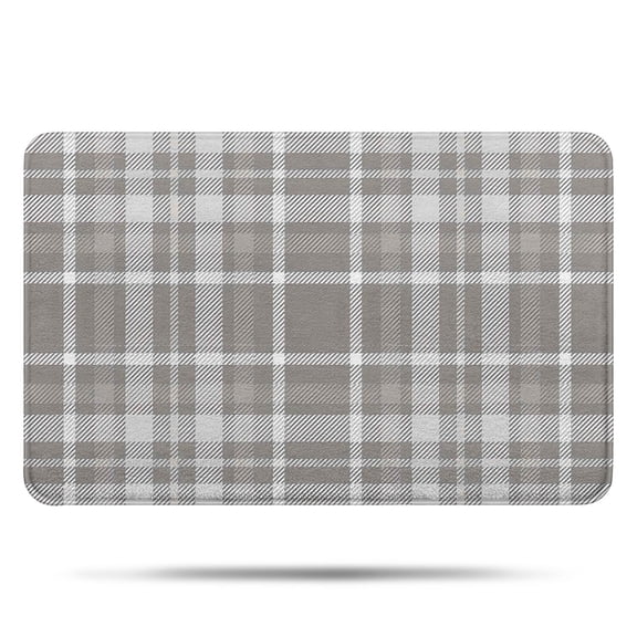 Gray White Plaid Checkered Pattern Bathroom Rugs Mat,Non Slip Microfiber Bathroom Rug,Rubber Backing,Soft Bathroom Mats for Bathroom Floor,Tub and Shower,17x27in(43x68cm)