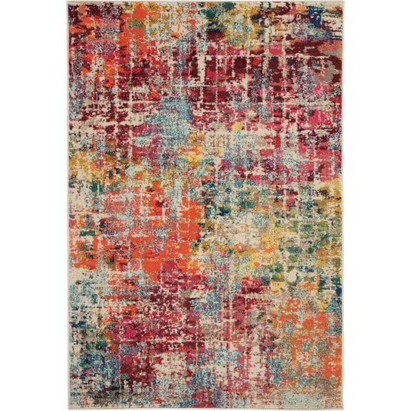 Nourison Celestial 3'11" x 5'11" (4' x 6') Pink/Multicolor Area Rug Colorful Contemporary Abstract by Nourison