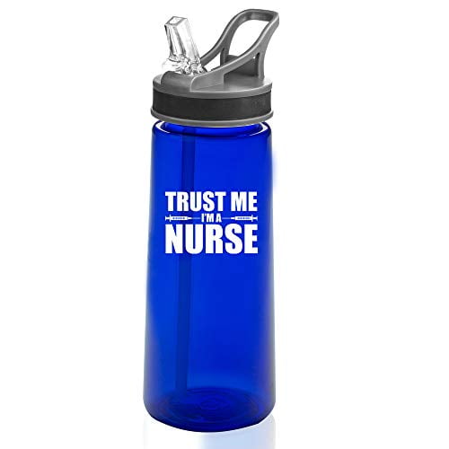 22 oz Sports Water Bottle With Straw Nurse Mom