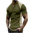 thumbnail image 1 of Tops para hombre, blusas y camisas de manga corta con cuello redondo para hombre, blusa informal con botones y cuello redondo de color liso para hombre., 1 of 6