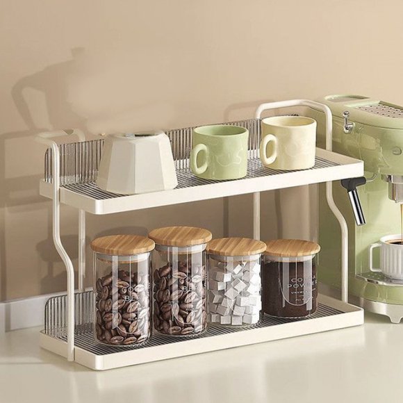 Kitchen Counter Shelf, Stable Structure Countertop Shelf Organizer with Stickers for Bedroom