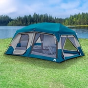 Ozark Trail 10 Person Family Instant Cabin Tent, 14 x 10 x 78, made with recycled materials, blue