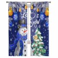 thumbnail image 2 of Navy Blue Snowman Christmas Sheer Curtains 72 Inches Long, Xmas Tree Ball Winter Snowflake Light Filtering Window Curtains for Living Room, Rod Pocket Voile Sheer Curtain Drapes, 52"Wx72"L, 2 Panels, 2 of 9