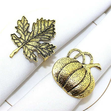 

6Pcs Napkin Buttons Portable Durable Eye-catching Exquisite Fine Workmanship Decorative Long Lasting Dining Room Pumpkin Maple Shape Napkin Rings for Daily Life