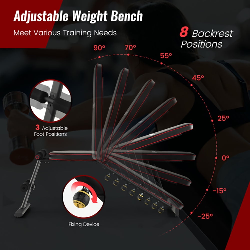 Topcobe Adjustable Weight Bench Strength Training Bench for Full Body Workout, Workout Bench Press Set for Home Gym Strength Training, Black